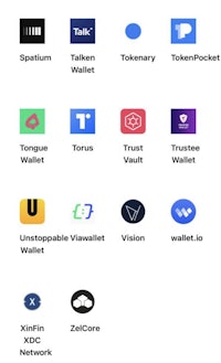 a list of different types of tokens on a screen